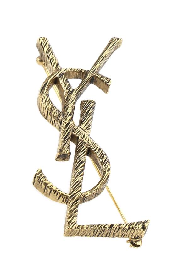  생로랑 오피움 모노그램 브로치 670466 Y15008069 GOLD - SAINT LAURENT