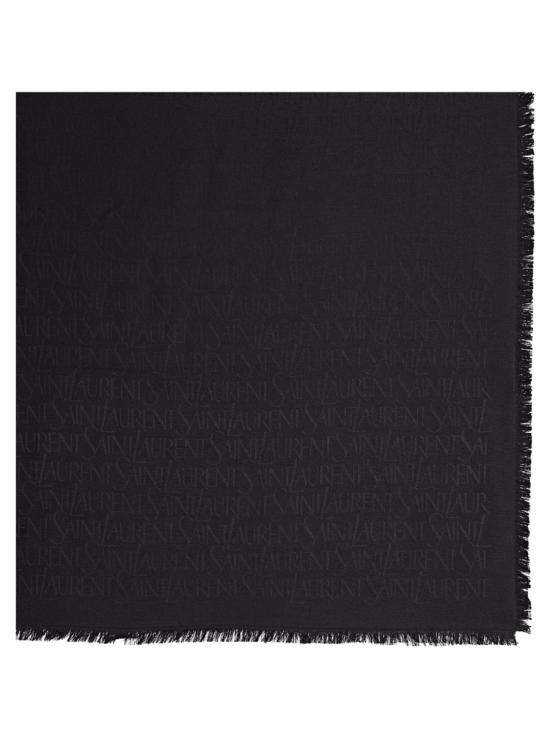 생로랑 라지 스퀘어 실크 울 자카드 스카프 737930 3YN211000 BLACK - SAINT LAURENT
