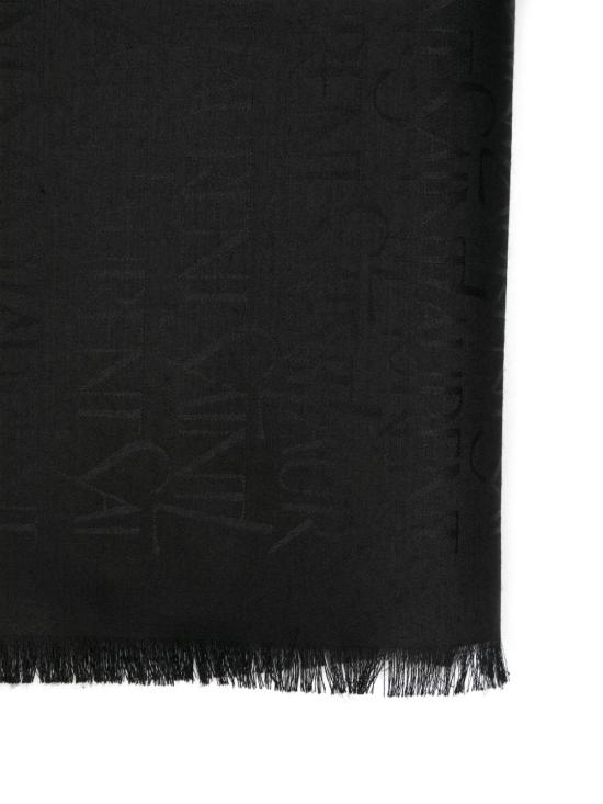  생로랑 라지 스퀘어 실크 울 자카드 스카프 737930 3YN211000 BLACK - SAINT LAURENT