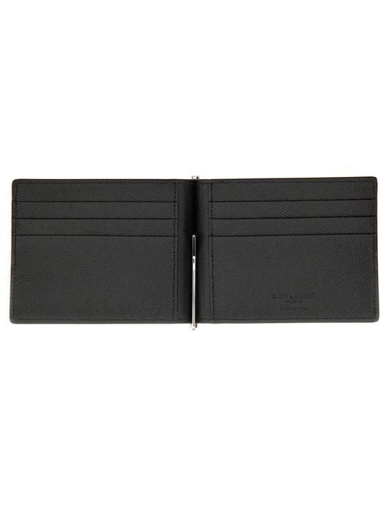  생로랑 그랑 드 뿌드르 엠보스드 레더 빌 클립 지갑 378005 BTY0N1000 BLACK - SAINT LAURENT