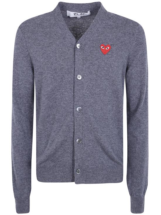 26FW 꼼데가르송 V넥 하트 와펜 가디건 AXN008099 3 GREY