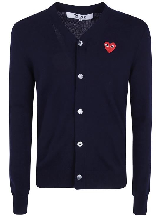 26FW 꼼데가르송 V넥 하트 와펜 가디건 AXN008099 2 BLUE
