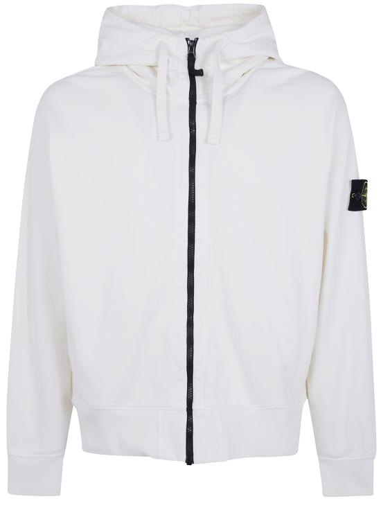 26FW 스톤 아일랜드 오가닉 코튼 플리스 와펜 집업 후드 티셔츠 L2S156100009S0051 V0093 WHITE