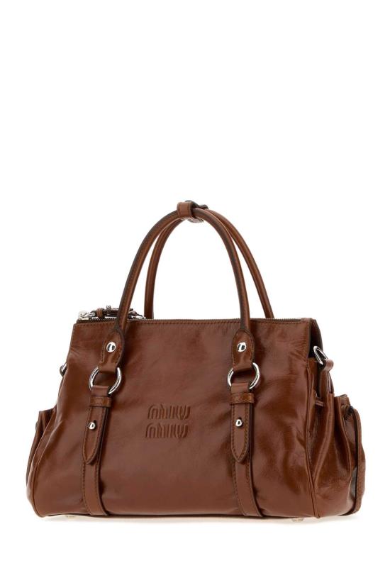 26FW 미우미우 글로시 레더 핸드백 5BA3332A44 F0BW5 PALISSANDRO - MIU MIU