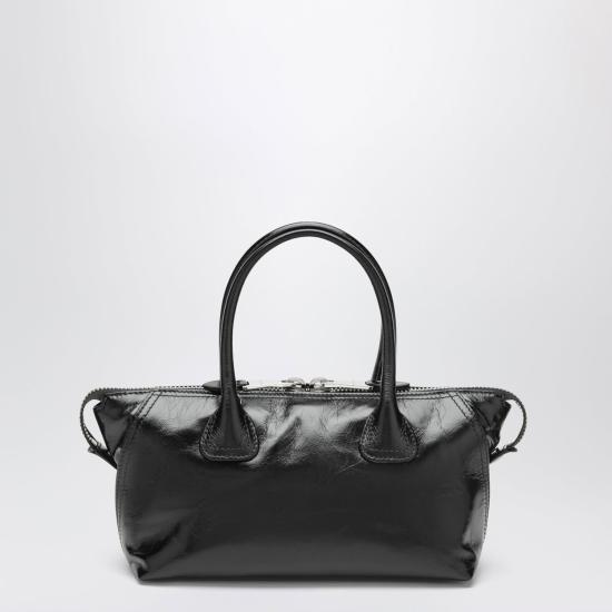 26FW 미우미우 로고 자수 미니 가죽 토트백 가방 5BA338OOO2A44 F0002 BLACK - MIU MIU