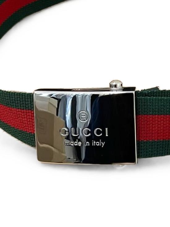 26FW 구찌 직사각형 버클 웹(Web) 벨트 874734HAAPT 8475 GREEN - GUCCI