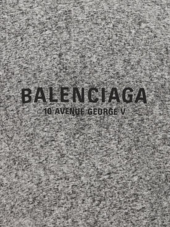 26FW 발렌시아가 로고 프린트 헤더드 미디엄 핏 티셔츠 764235TUVS2 1000 BLACK - BALENCIAGA