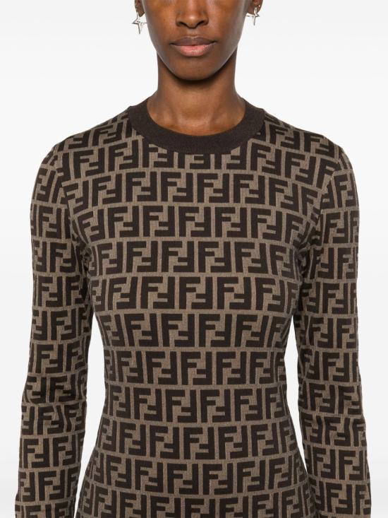 26FW 펜디 미디 원피스 FZDC83ASJTF0GGE Brown - FENDI