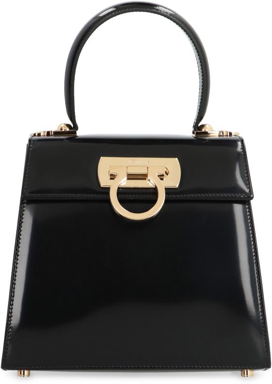  살바토레 페라가모 가방 페라가모 아이코닉 카프 레더 핸드백 블랙 - SALVATORE FERRAGAMO