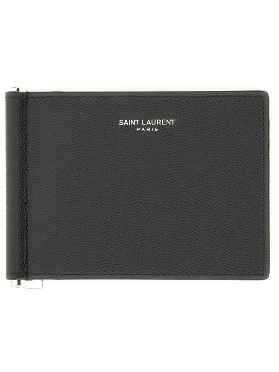 26FW 생로랑 그랑 드 뿌드르 엠보스드 레더 빌 클립 지갑 378005 BTY0N1000 BLACK - SAINT LAURENT