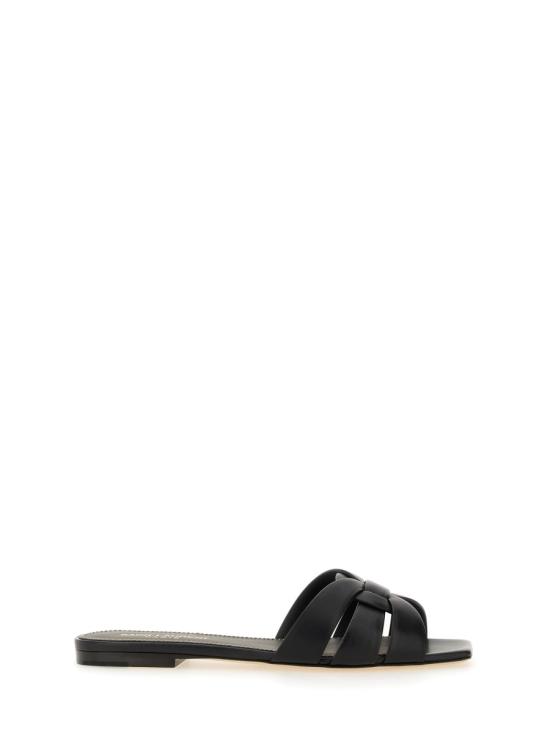 26FW 생로랑 스무스 레더 트리뷰트 플랫 뮬 571952 BDA001000 BLACK