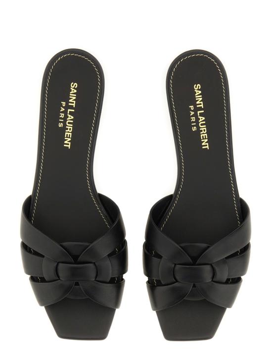 26FW 생로랑 스무스 레더 트리뷰트 플랫 뮬 571952 BDA001000 BLACK - SAINT LAURENT