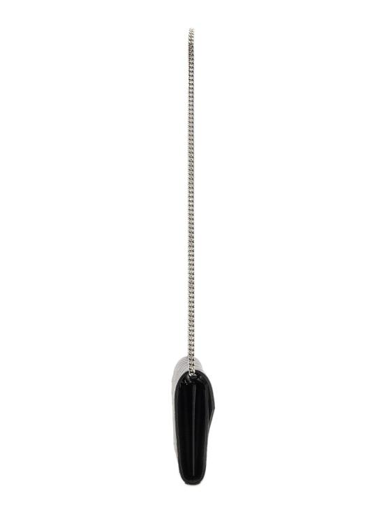 26FW 생로랑 그랑 드 뿌드르 엠보스드 레더 카산드라 마틀라세 체인 지갑 377828 BOW021000 BLACK - SAINT LAURENT