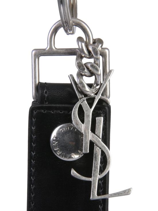 26FW 생로랑 모노그램 키링 스무스 레더 518323 0SX0E1000 BLACK - SAINT LAURENT