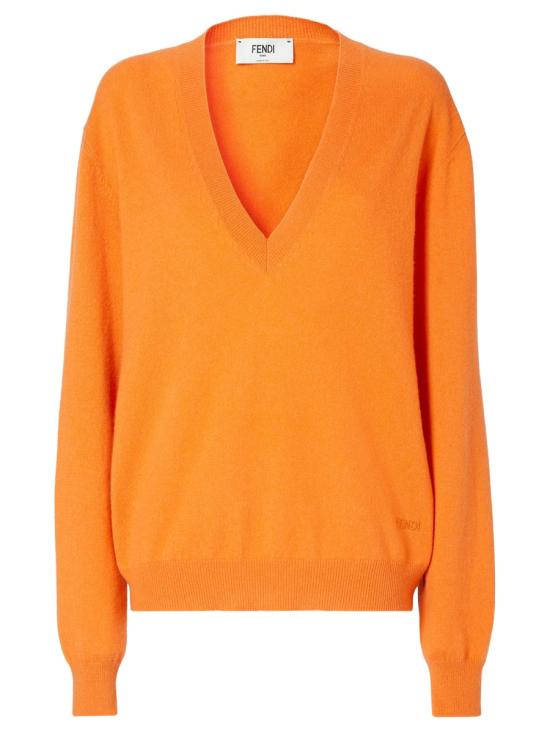 26FW 펜디 캐시미어 V넥 스웨터 FZXE34 AW4GF1UKJ ORANGE