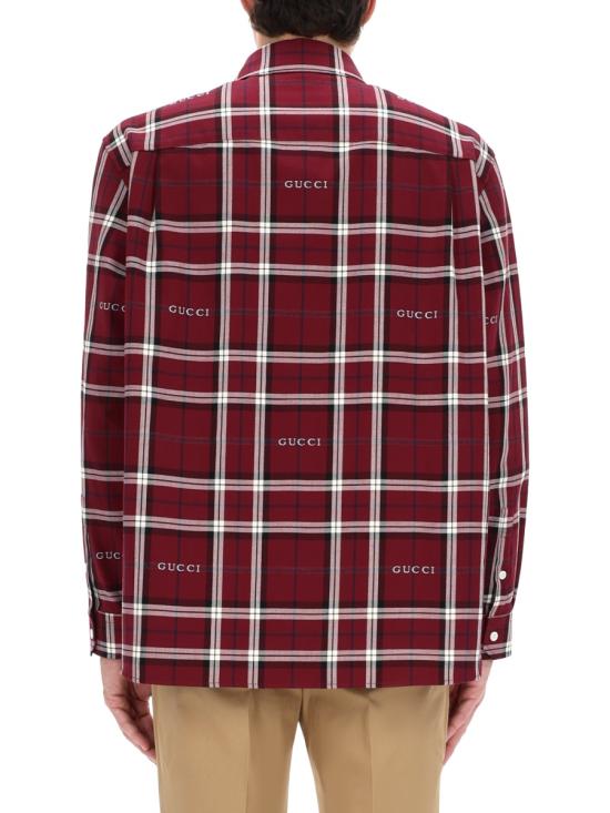 26FW 구찌 타르탄 코튼 자카드 셔츠 852895 ZAUAC6013 BORDEAUX - GUCCI