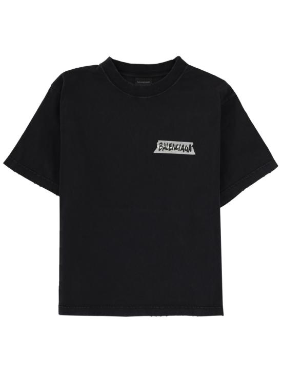 26FW 발렌시아가 마스킹 테이프 티셔츠 850990 TTVL61041 BLACK