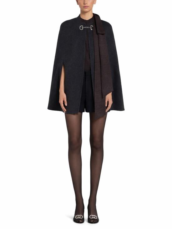 26FW 구찌 홀스빗 실크 울 케이프 852796 ZAQW01179 GREY - GUCCI