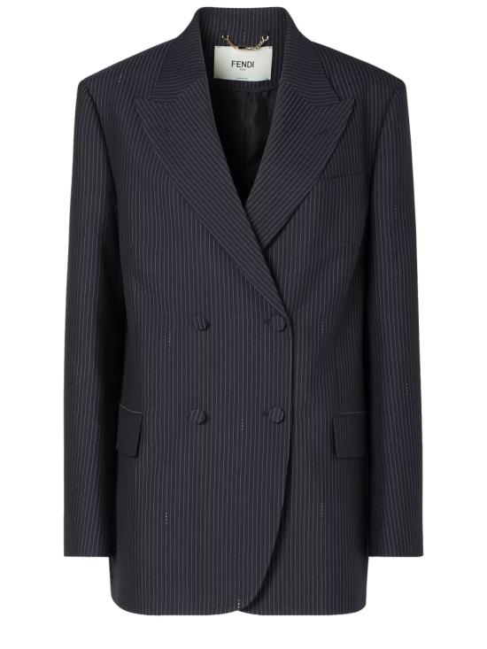 26FW 펜디 핀스트라이프 울 블레이저 FJ7685 AW7IF0QG3 BLUE