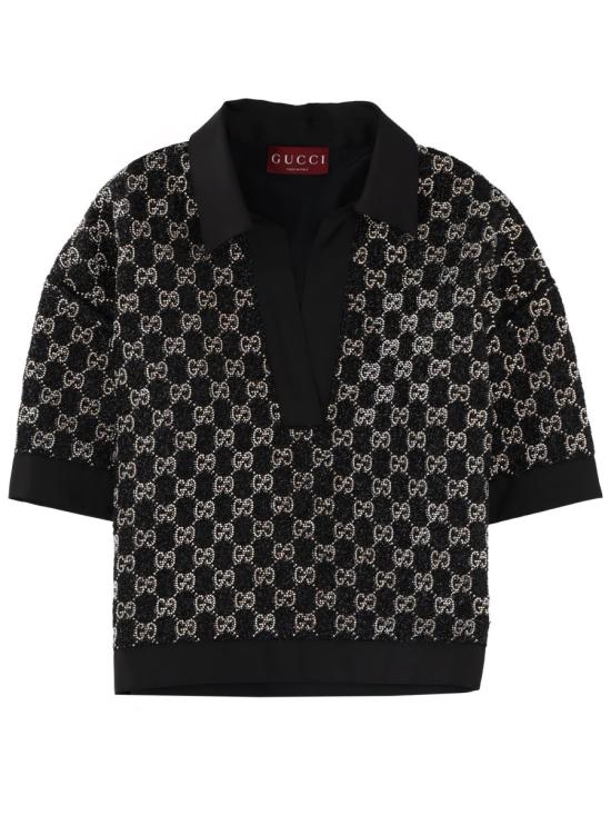 26FW 구찌 울 트위드 라메 탑 846682 ZARWY1000 BLACK