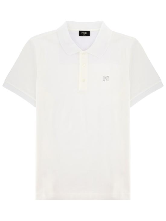 26FW 펜디 FF 메탈 피케 폴로 티셔츠 FY0985 AUA5F0QA0 WHITE