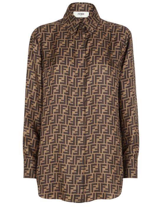 26FW 펜디 실크 셔츠 FS8107 A8G3F118W BROWN - FENDI
