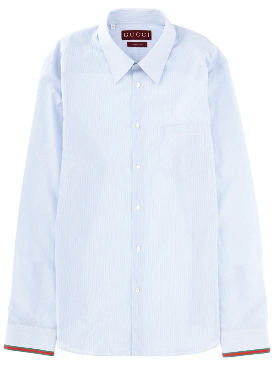 26FW 구찌 웹 디테일 스트라이프 코튼 셔츠 852707 ZAS5W4305 AZURE