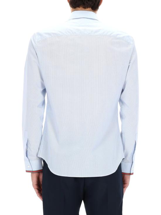 26FW 구찌 웹 디테일 스트라이프 코튼 셔츠 852707 ZAS5W4305 AZURE - GUCCI