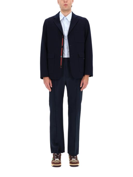 26FW 구찌 웹 디테일 스트라이프 코튼 셔츠 852707 ZAS5W4305 AZURE - GUCCI