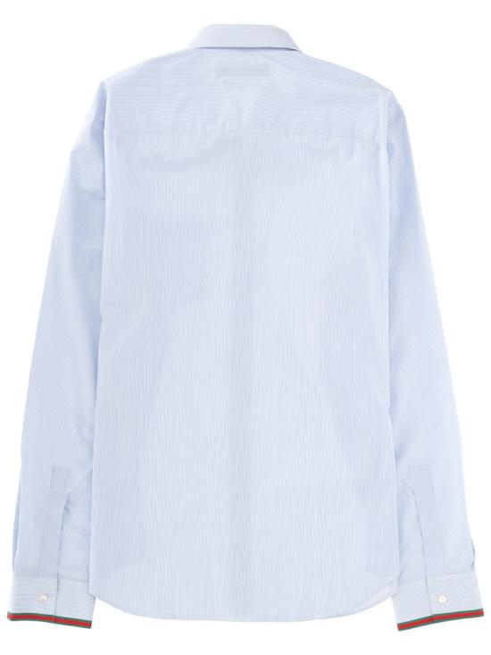 26FW 구찌 웹 디테일 스트라이프 코튼 셔츠 852707 ZAS5W4305 AZURE - GUCCI