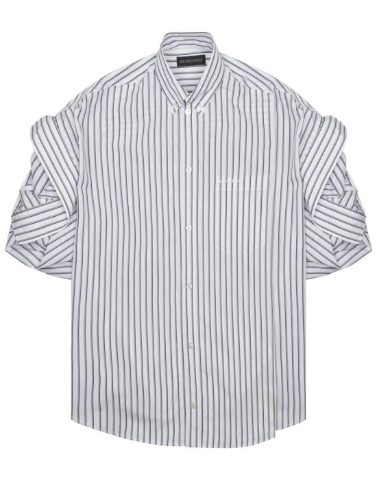 26FW 발렌시아가 턱드 슬리브 셔츠 857833 TTM339086 BLUE