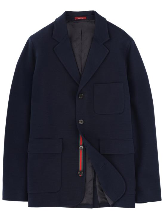 26FW 구찌 싱글 브레스트 코튼 저지 재킷 846713 ZAM6R4240 BLUE
