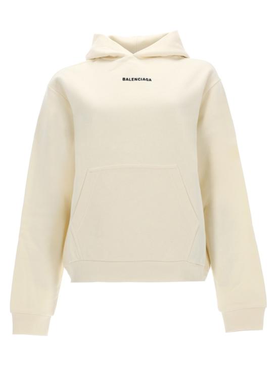 26FW 발렌시아가 드라이 플리스 로고 후드탑 851238 TTVJ29020 IVORY