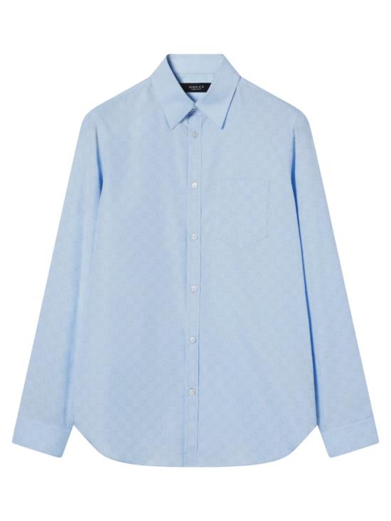 26FW 구찌 GG 코튼 포플린 셔츠 860785 ZAUO84774 BABY BLUE