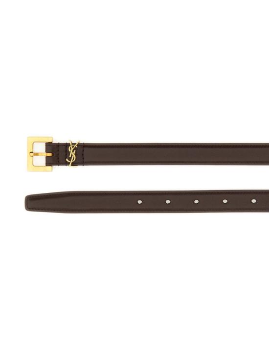26FW 생로랑 카산드라 씬 스퀘어 버클 벨트 554465 BOO0W6892 BROWN - SAINT LAURENT