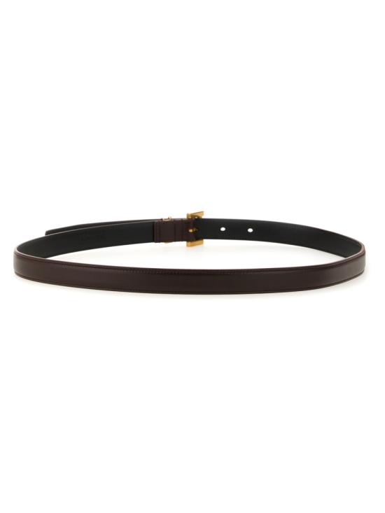 26FW 생로랑 카산드라 씬 스퀘어 버클 벨트 554465 BOO0W6892 BROWN - SAINT LAURENT