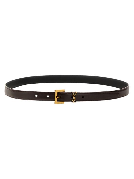 26FW 생로랑 카산드라 씬 스퀘어 버클 벨트 554465 BOO0W6892 BROWN - SAINT LAURENT