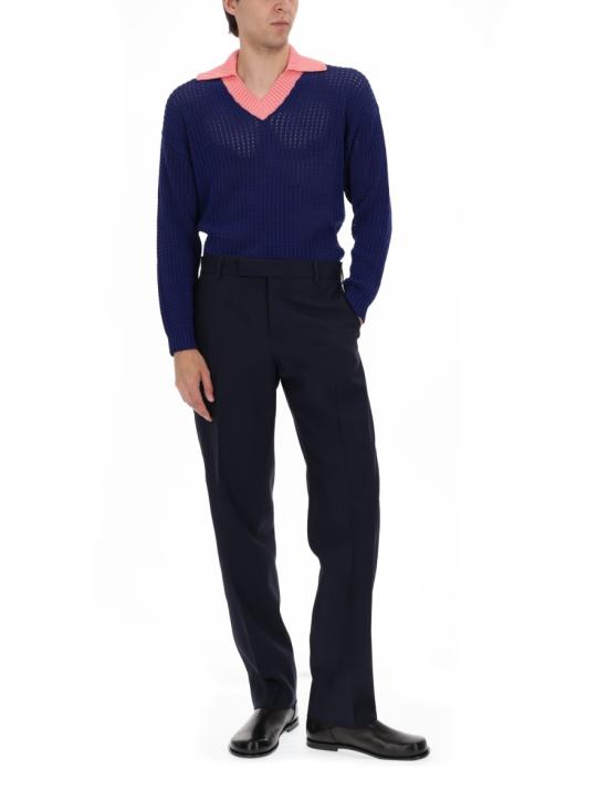 26FW 펜디 시스루 케이블 코튼 니트 폴로 스웨터 FZE077 AYY3F1A9C BLUE - FENDI