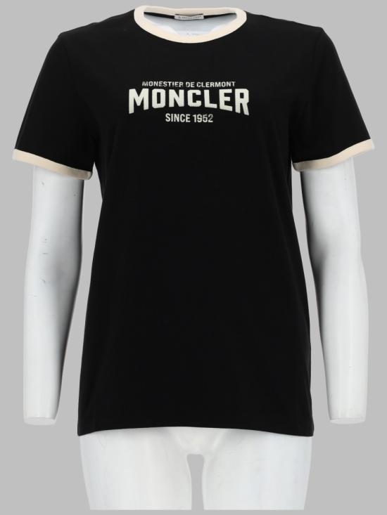 26FW 몽클레어 플록 로고 저지 티셔츠 8C00031 89AUOP90 BLACK