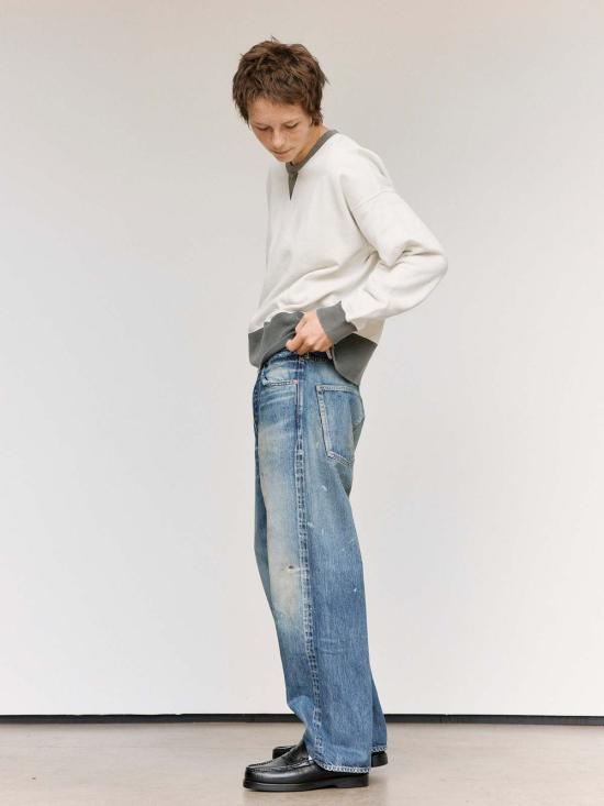  비즈빔 긴팔 티셔츠 비스빔 펠로우 스웨트 긴팔 투톤 크래시 스웨트셔츠 - VISVIM
