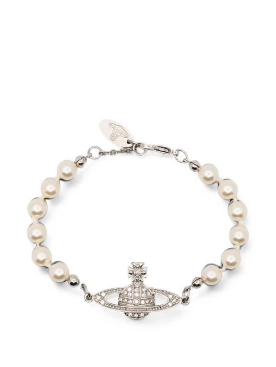 26FW 비비안웨스트우드 미니 바스 릴리프 펄 팔찌 61030001 02P131 CN 099 P131 PLATINUM CRYSTAL PEARL