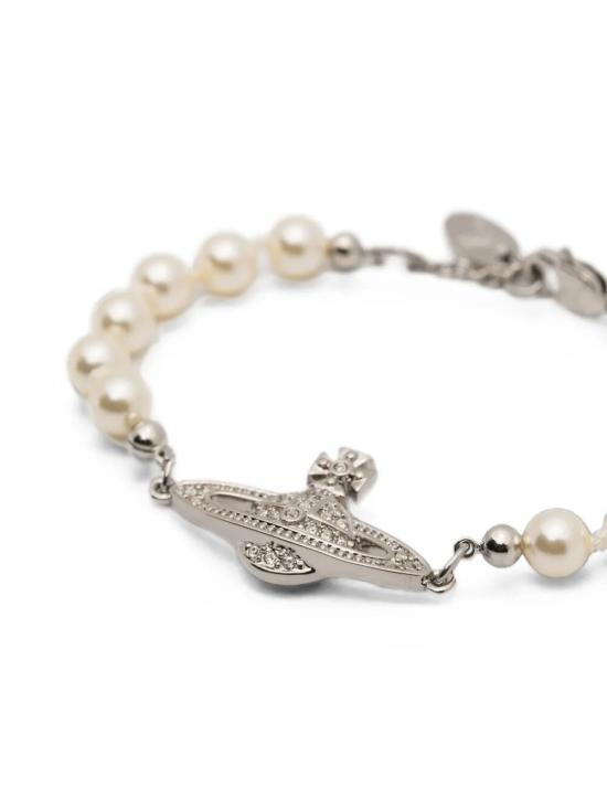 26FW 비비안웨스트우드 미니 바스 릴리프 펄 팔찌 61030001 02P131 CN 099 P131 PLATINUM CRYSTAL PEARL - VIVIENNE WESTWOOD