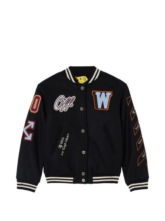 26FW [키즈] 오프화이트 봄버 자켓 44BEH001F26F001002 BLACK T - OFF WHITE