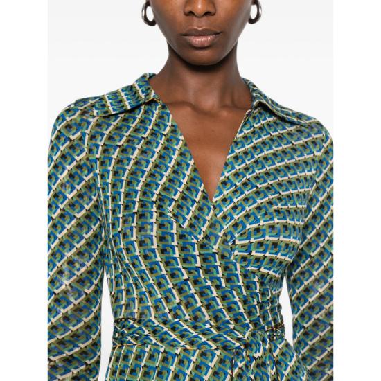 26FW 다이앤 본 퍼스텐버그 원피스 D805ASPPTOMESH SPPTO BLUE GREEN - DIANE VON FURSTENBERG