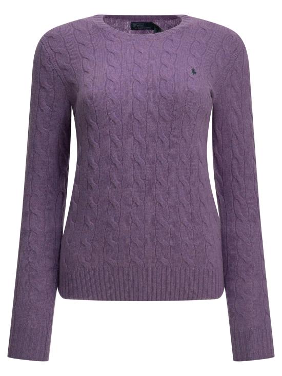 26FW 폴로 랄프로렌 폴로 자수 케이블 니트 스웨터 211971865 502AMETHYSTFALLSHEATHER PURPLE