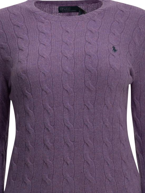26FW 폴로 랄프로렌 폴로 자수 케이블 니트 스웨터 211971865 502AMETHYSTFALLSHEATHER PURPLE - POLO RALPH LAUREN