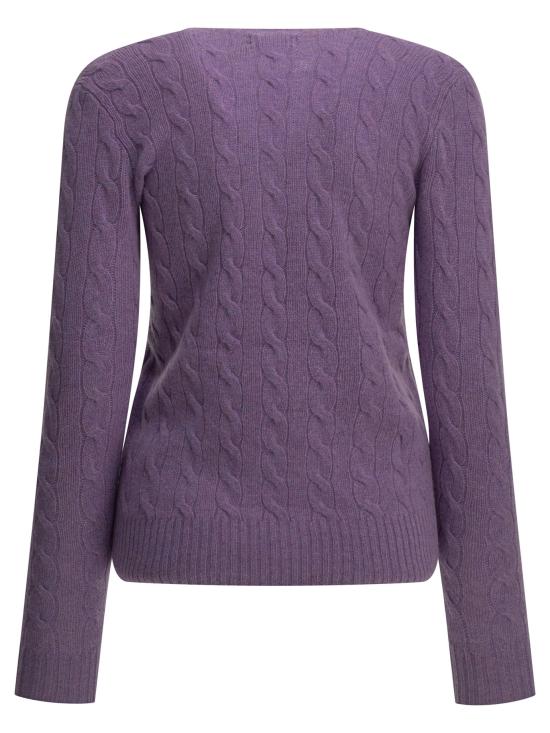 26FW 폴로 랄프로렌 폴로 자수 케이블 니트 스웨터 211971865 502AMETHYSTFALLSHEATHER PURPLE - POLO RALPH LAUREN