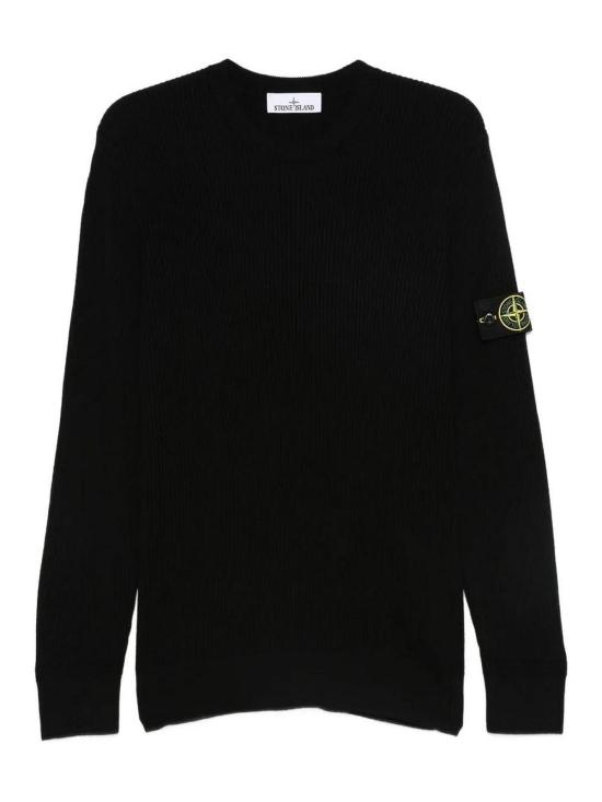 26FW 스톤 아일랜드 리브드 니트 로고 패치 스웨터 L2S155100053S00C2V0029 BLACK