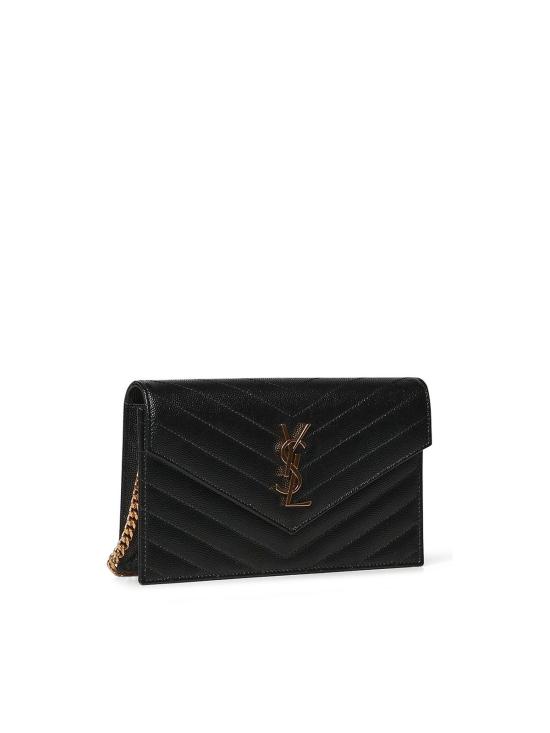  생로랑 그랑 드 뿌드르 레더 카산드라 엔벨로프 체인 지갑 857605BOW011000 Black - SAINT LAURENT