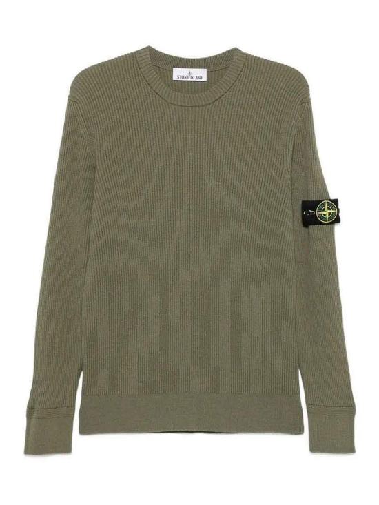 26FW 스톤 아일랜드 리브드 니트 로고 패치 스웨터 L2S155100053S00C2V005G GREEN